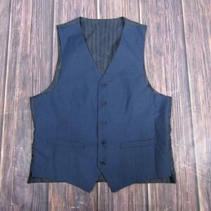 Vitarelli Vest Mens 38R Blue Modern Fit Formal Suit Waistcoat Dress 27492-13